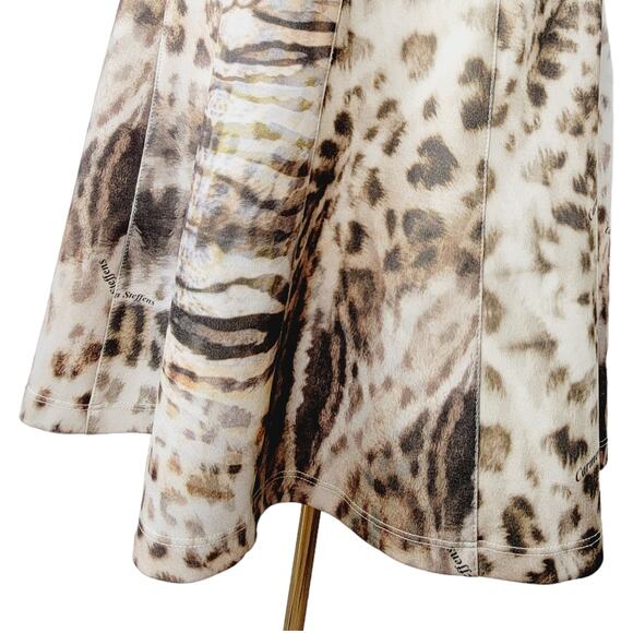 CARMEN STEFFENS Designer Ponte Knit Animal Print Fit Flare Sleeveless Dress - M - Picture 10 of 11